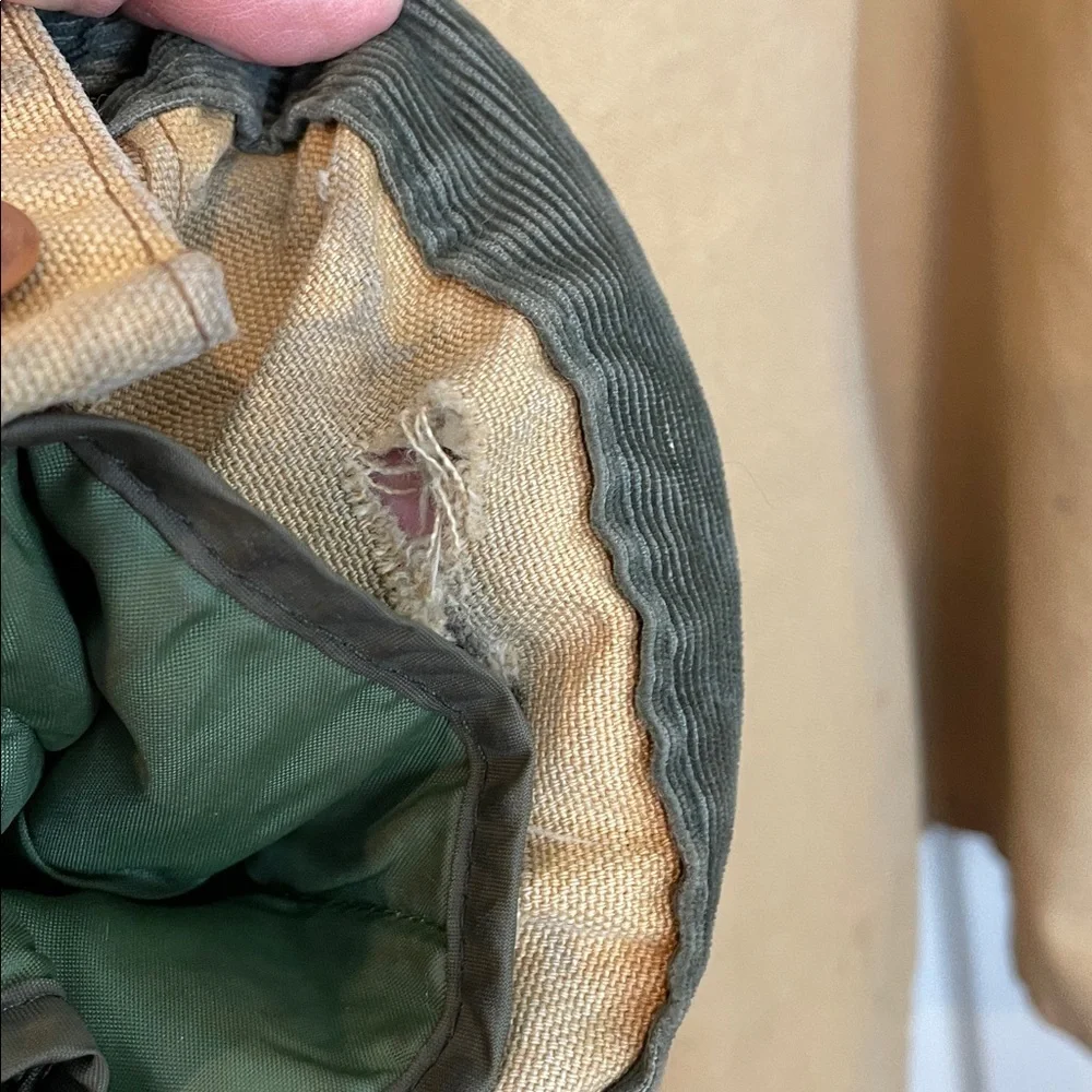 LL Bean Vintage Barn Field Chore Canvas Tan Jacket Wool Lined USA large